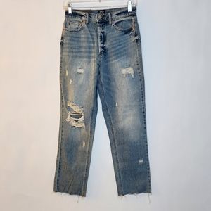 Urban Outfitters BDG cropped distressed slim straight button fly jeans size 27